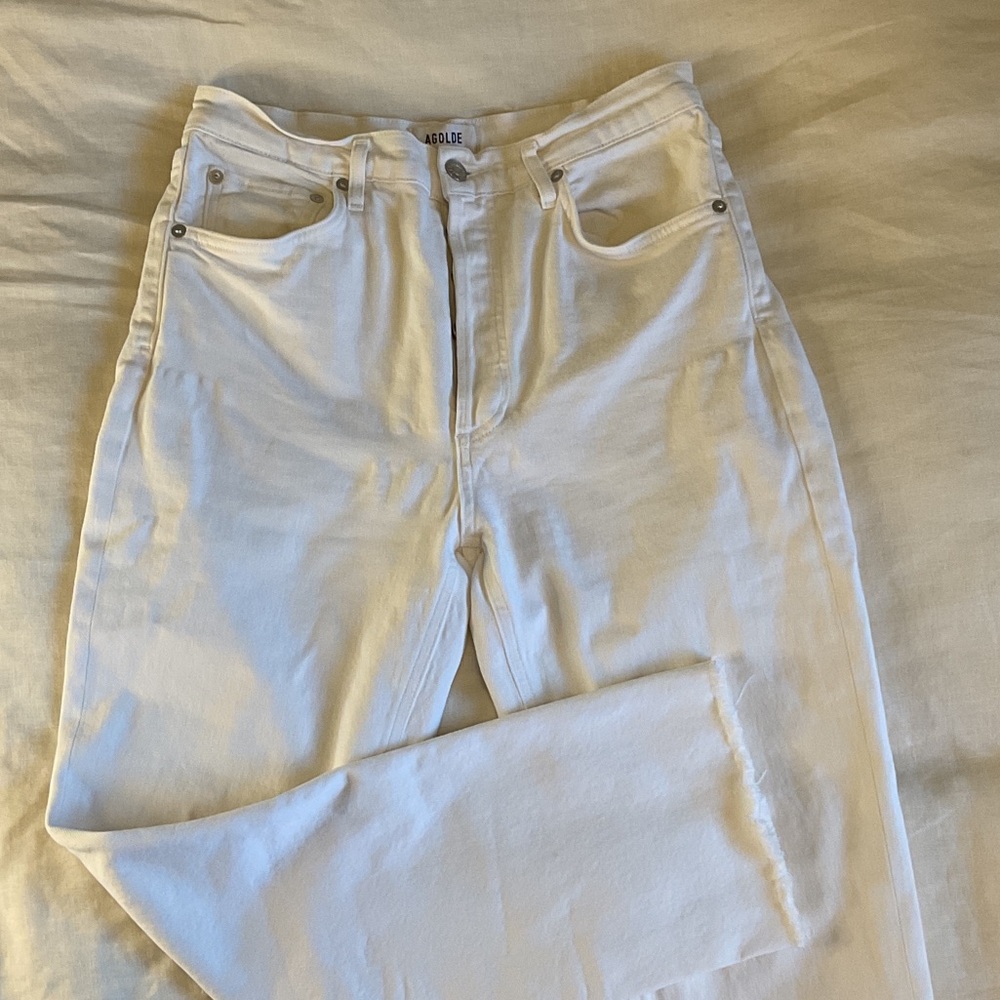 Agolde Crisp White High-Rise Straight-Leg Jeans